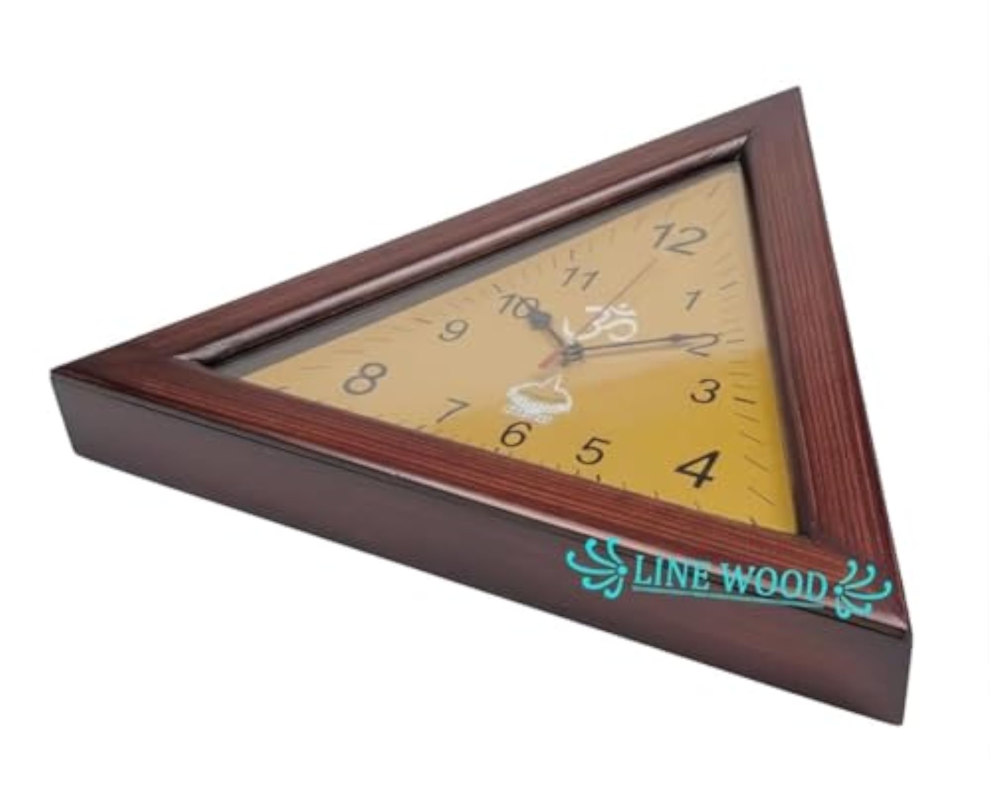 Handmade Triangular Wooden Wall Clock, 12 Inch